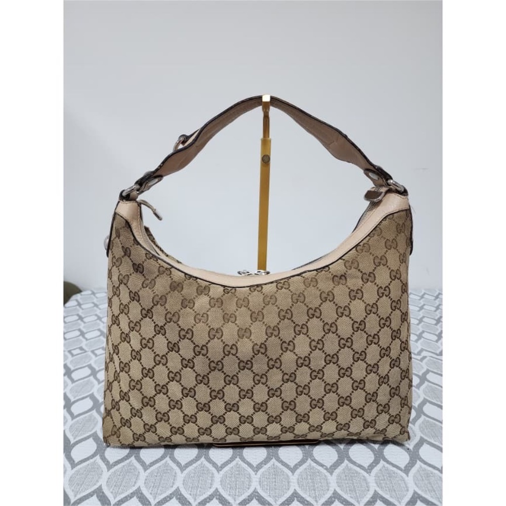 Authentic Gucci GG Canvas Medium Icon Bit Hobo Bag Beige/Brown - Picture 4 of 14